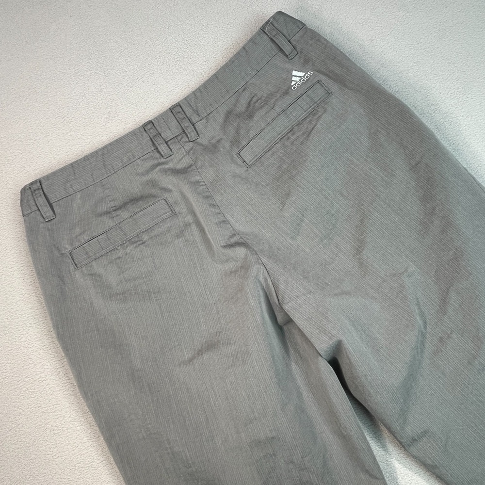 Adidas Golf Pants Mens 34x32 Gray Herringbone Stretch Flat Front Performance